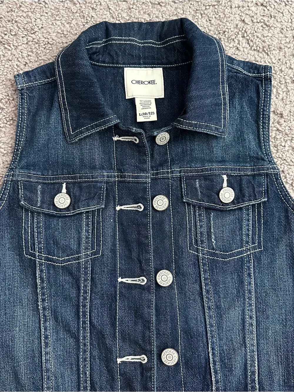 Cherokee Dark Blue Denim Vest Girls L (10/12)
